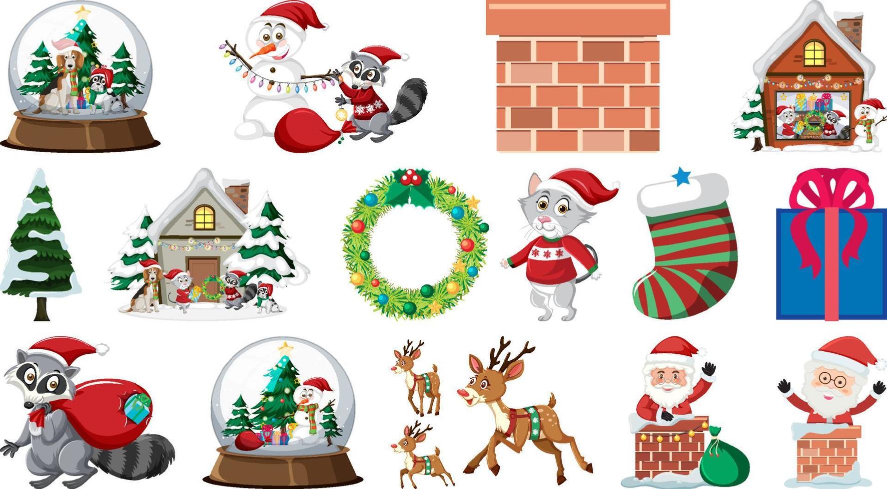 Isolated Christmas objects set vector