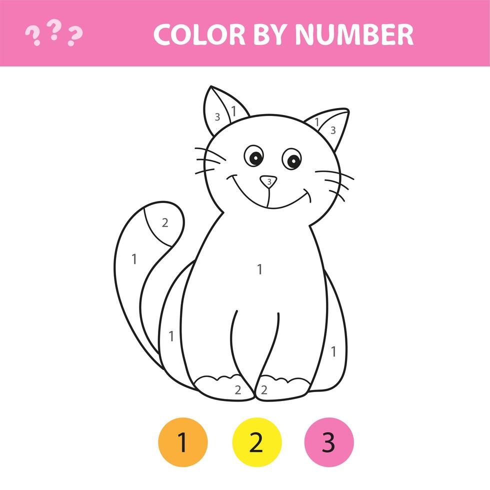 Color By Number Cat Coloring Pages