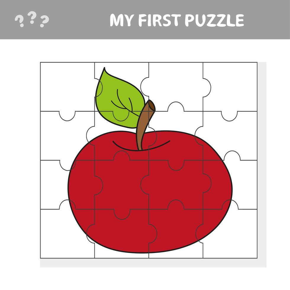 juego de rompecabezas para niños. hoja de trabajo de desarrollo educativo - apple vector