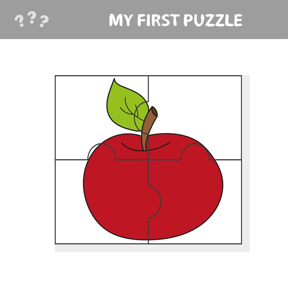 Puzzle game for kids. Education developing worksheet - apple vector