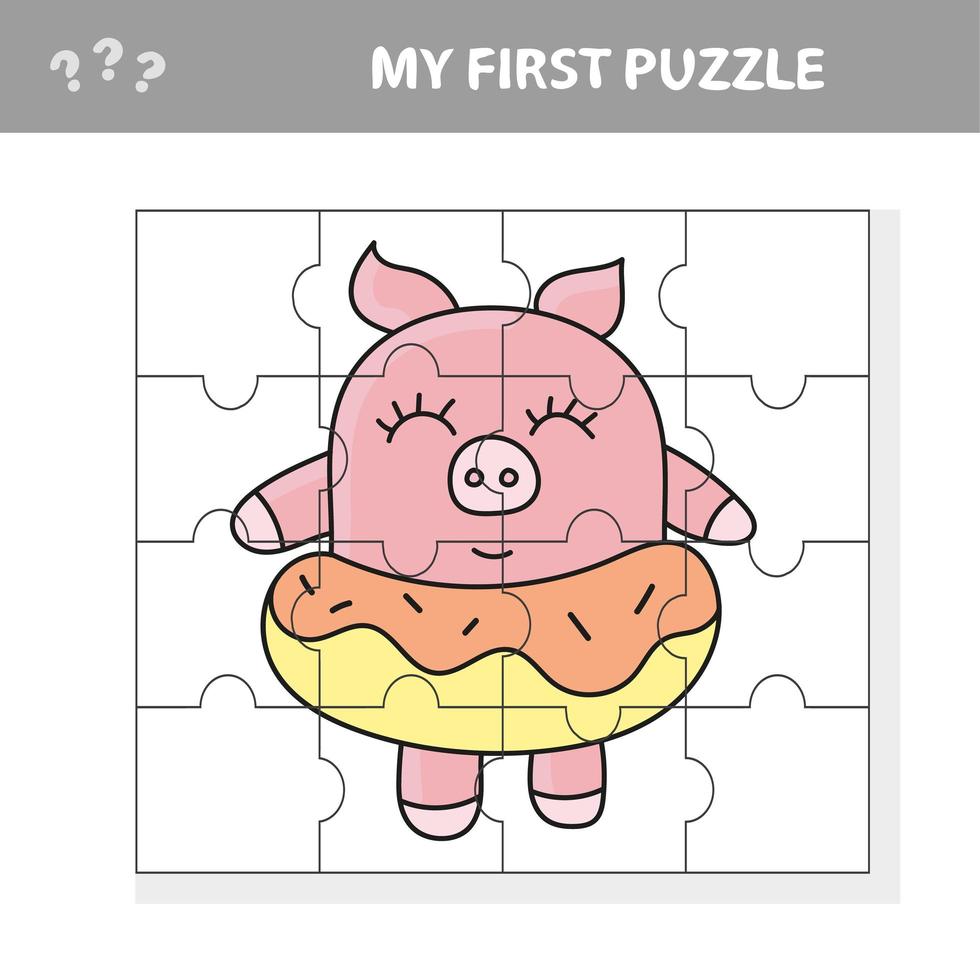 Cartoon Vector Illustration of Education Jigsaw Puzzle Game