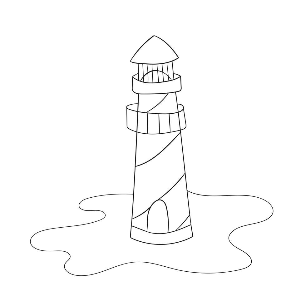 página para colorear para niños. faro de dibujos animados. vector