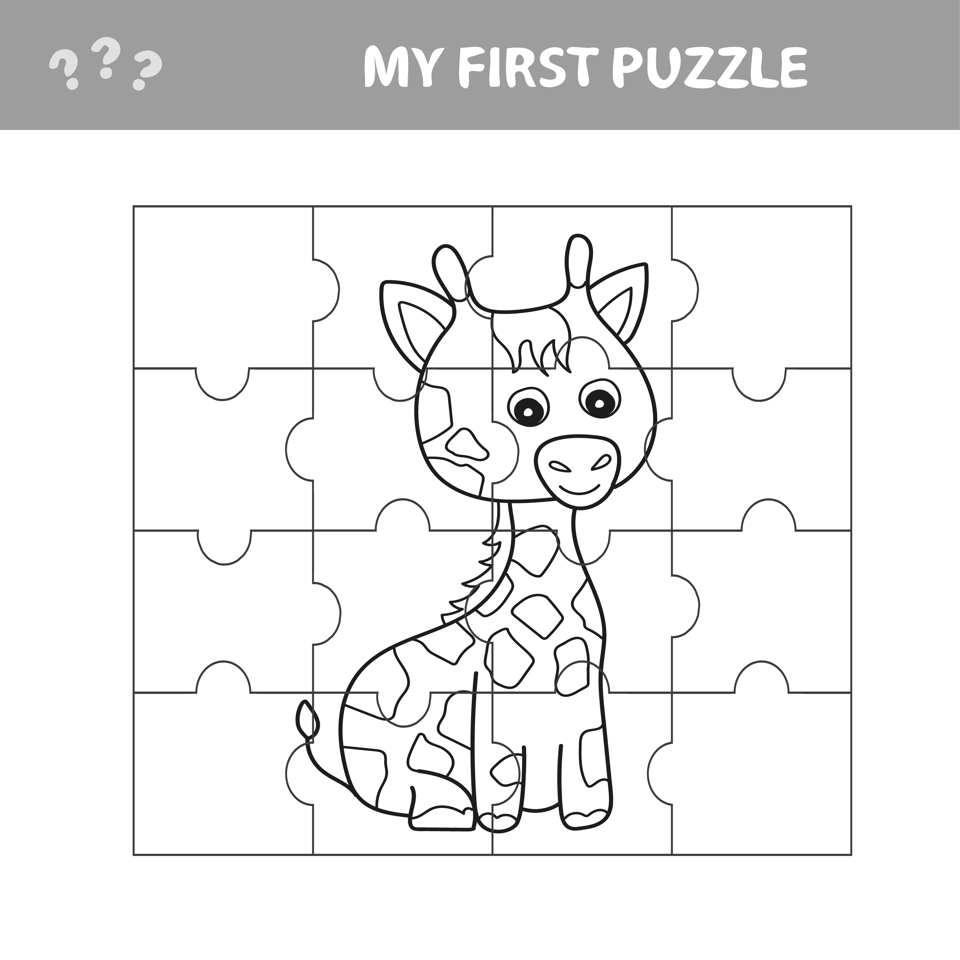 Education paper game for children, Giraffe. Create the image my first