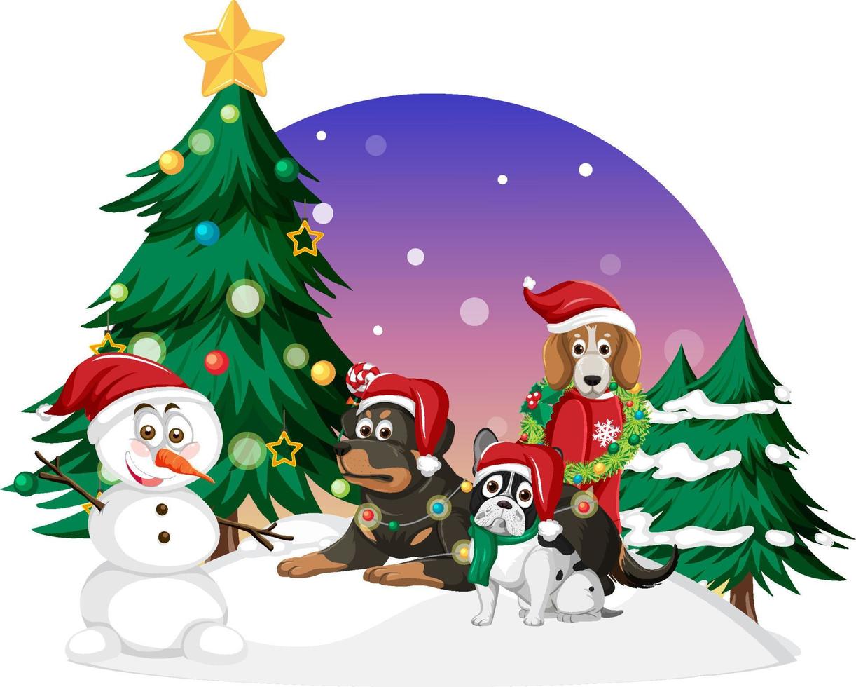 Happy animals in Christmas theme vector