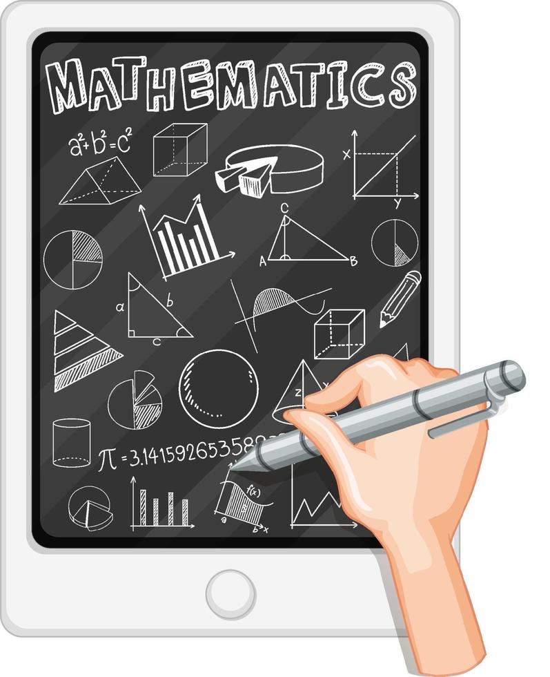 Hand writing math formula on blackboard vector