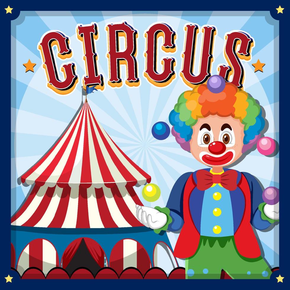 Circus banner design with clown cartoon vector