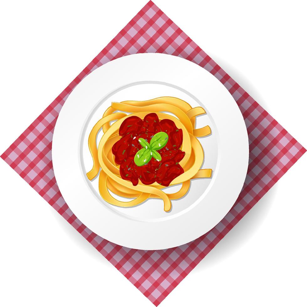 espaguetis a la boloñesa con salsa de tomate vector