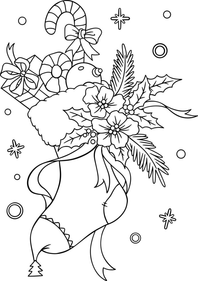 Christmas Sock Coloring Page vector