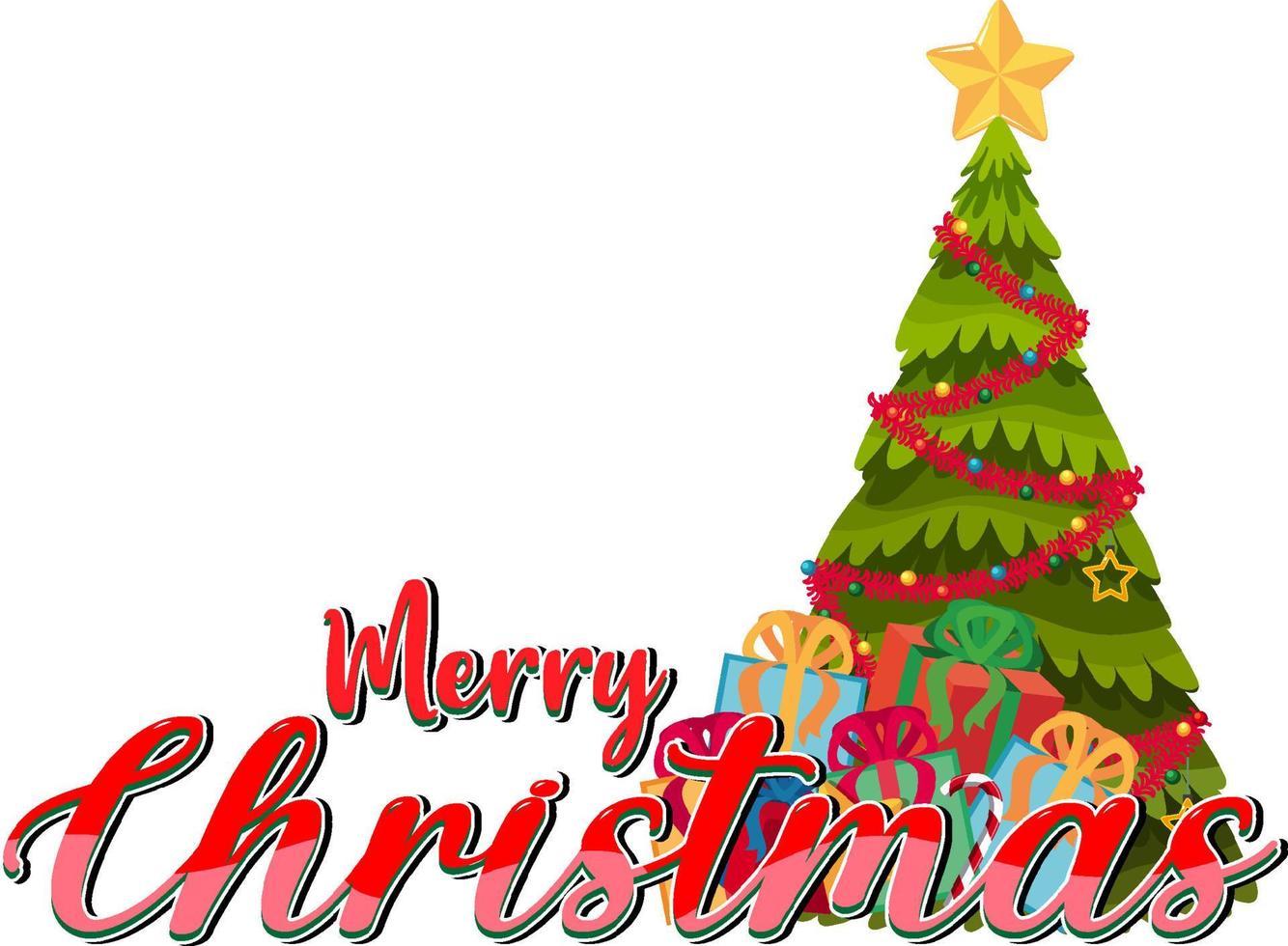 Merry Christmas logo banner with Christmas tree vector