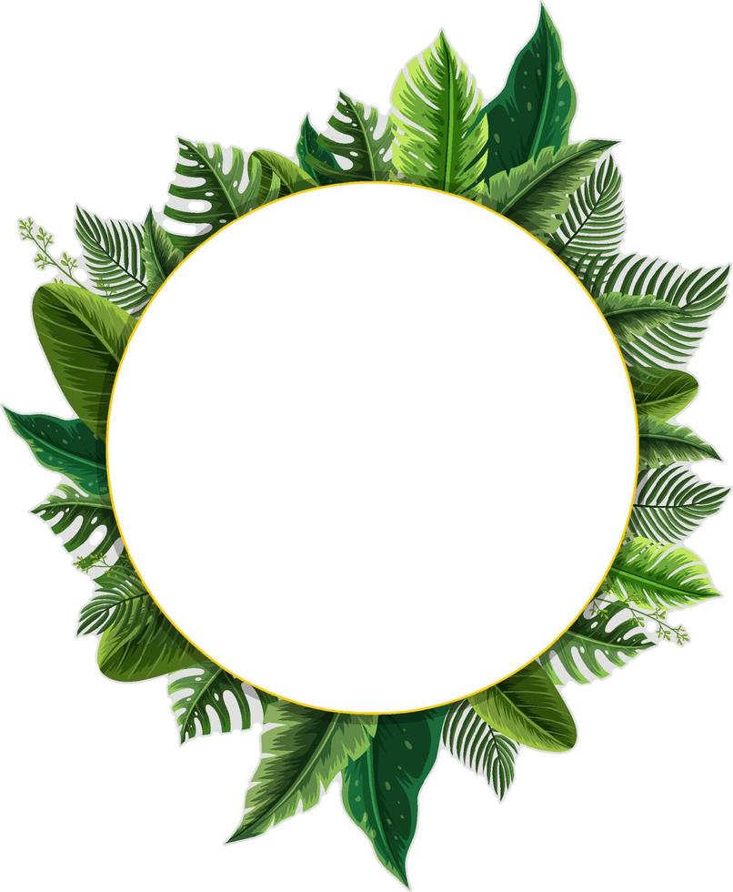 Round frame with tropical green leaves vector