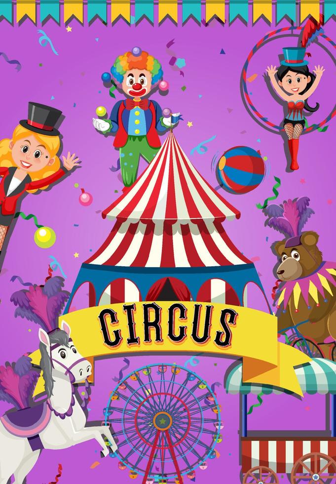 Circus poster with cartoon character vector