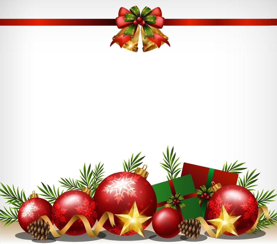 Christmas background with red bauble christmas ornament vector