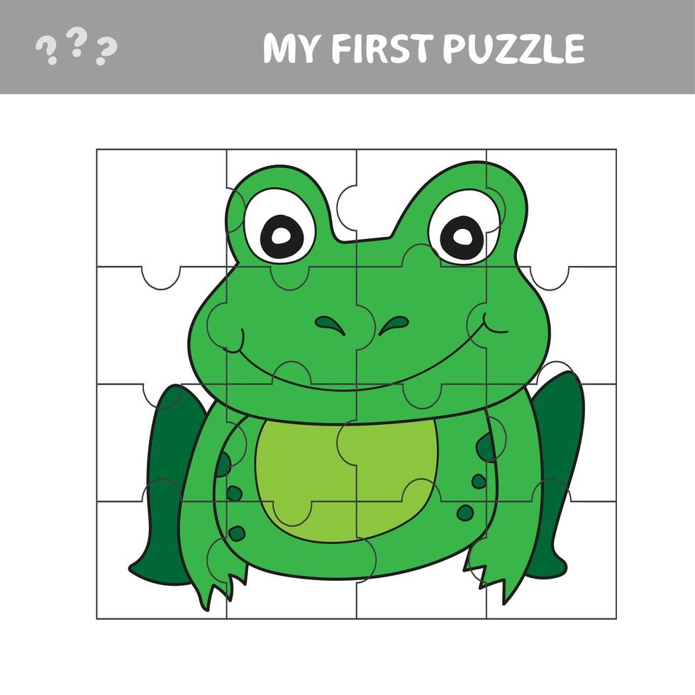 Education paper game for children, Frog. Use parts to create the image. vector