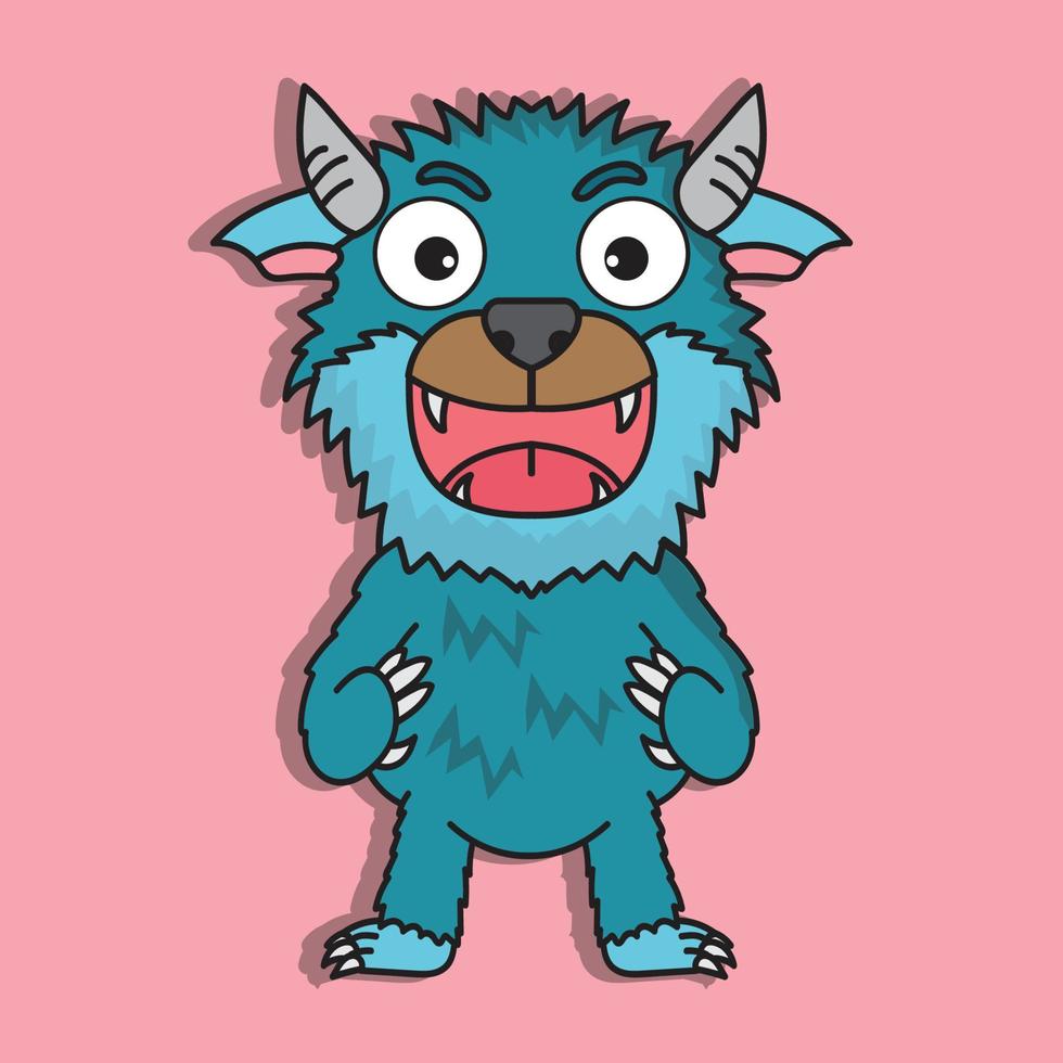 cute chibi monster cartoon character nft vector