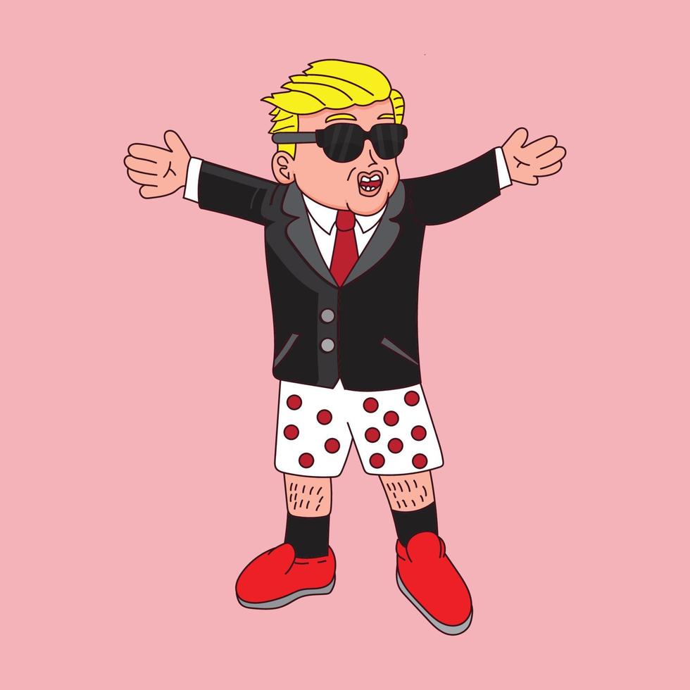 cartoon male character with cute chibi suit and shorts nft vector