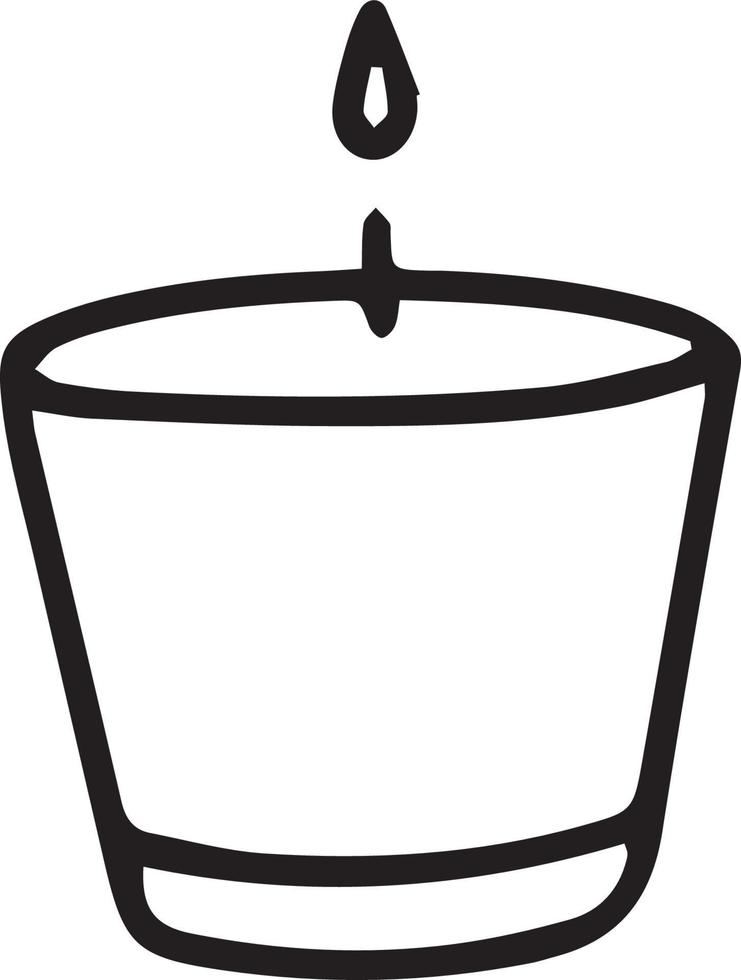 Burning candle in candlestick.Hand-drawn vector illustration in doodle style