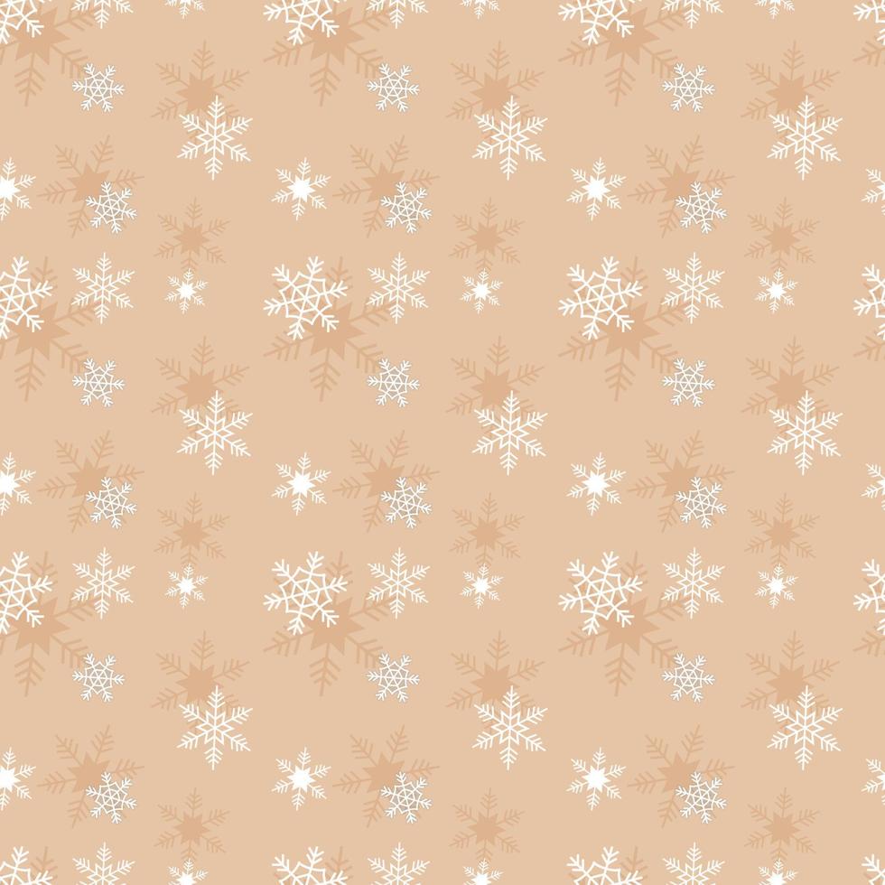 Christmas theme vector repeat pattern created with snowflake elements on warm tone background, Hand drawn vector repeat pattern for textile, fabric, gift wrapper, packaging and Backdrop.