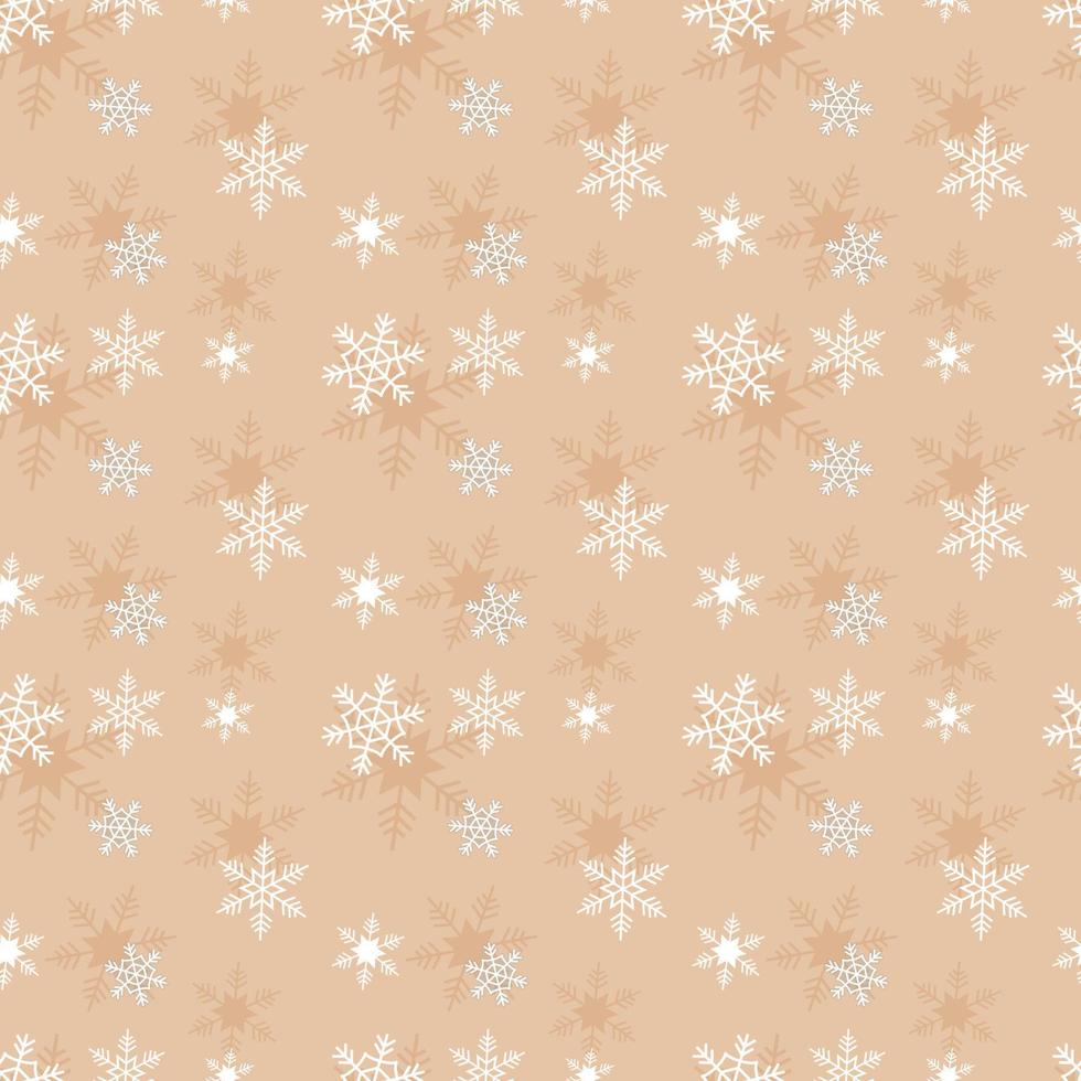 Christmas theme vector repeat pattern created with snowflake elements on warm tone background, Hand drawn vector repeat pattern for textile, fabric, gift wrapper, packaging and Backdrop.