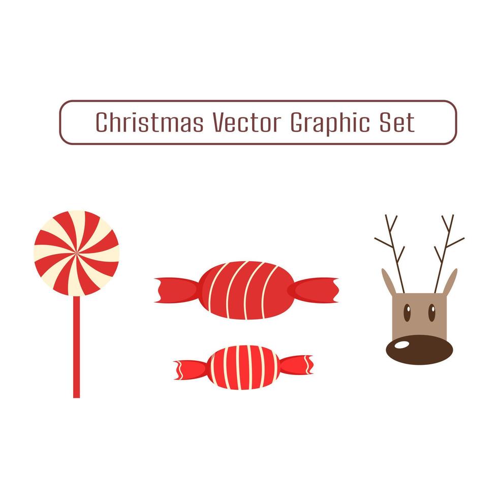 Christmas theme vector graphic objects on white background.