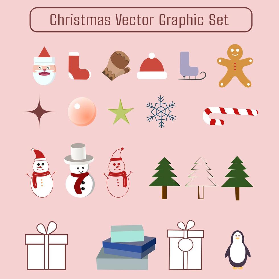 Objetos gráficos vectoriales de tema navideño sobre fondo plano claro. vector