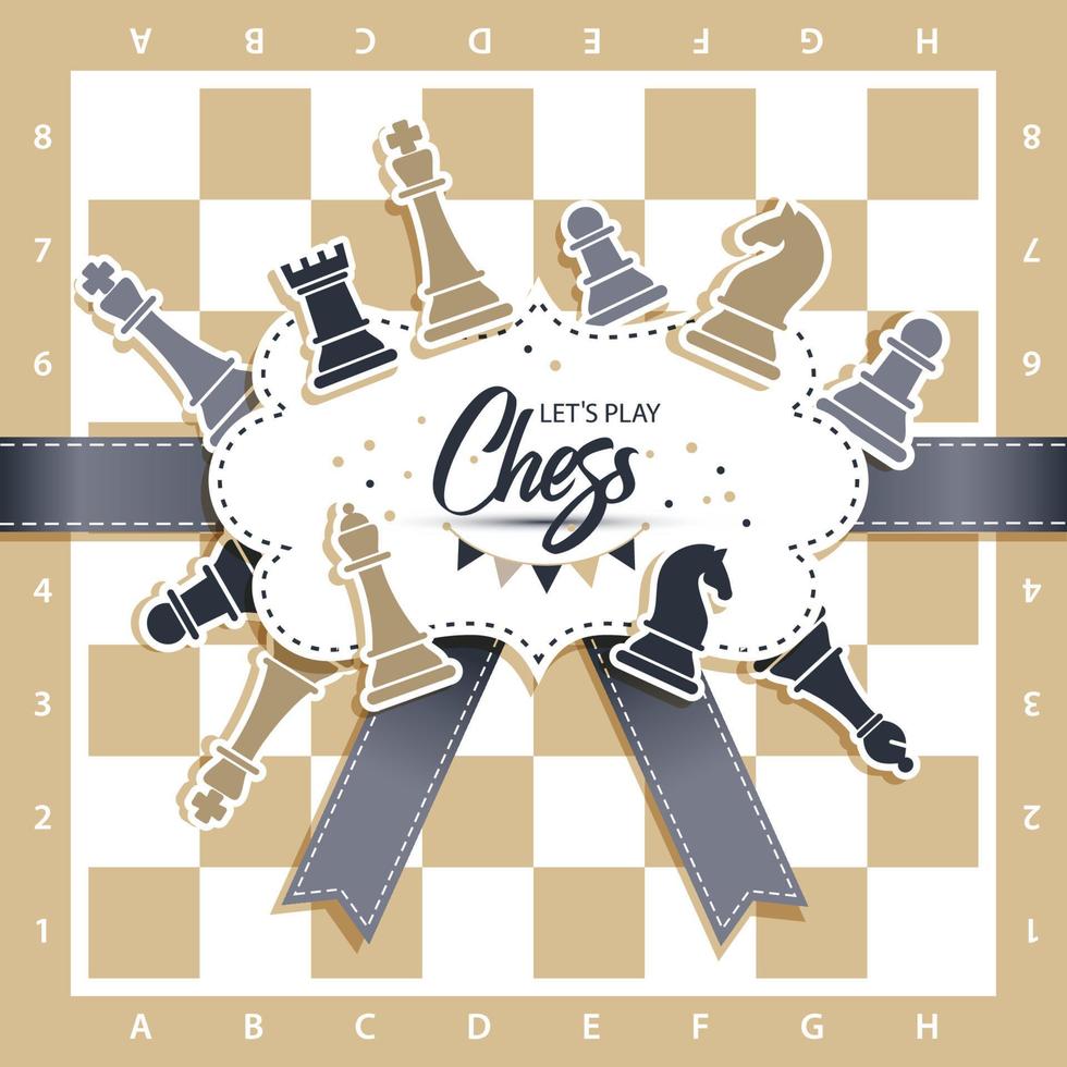 Chess Board with figures. Vector illustration of chess.