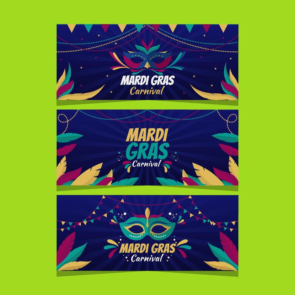 Banner Set of Mardi Gras Carnival vector