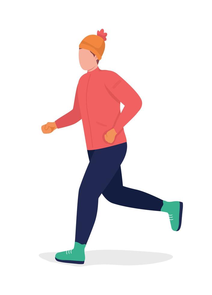 Hombre corriendo en ropa deportiva roja carácter vectorial de color semi  plano. posando figura. persona de