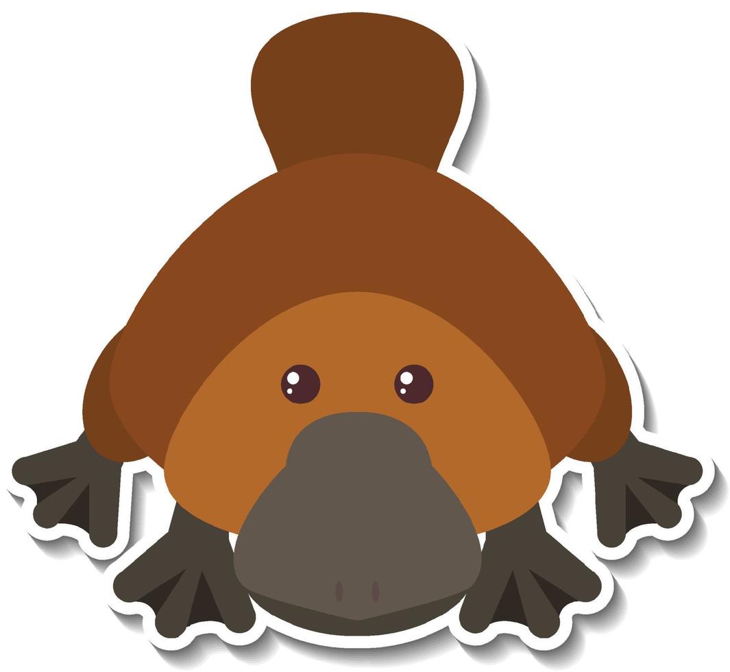 Cute platypus animal cartoon sticker vector