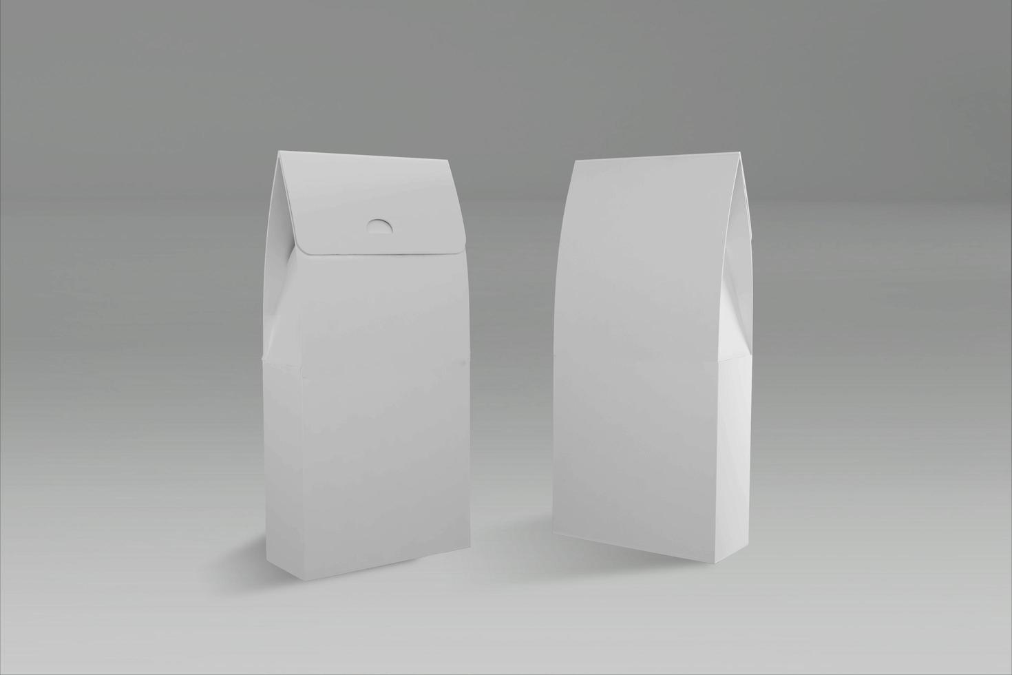 Representación 3D de dos cajas de libros blancos con tapa cerrada sobre fondo gris. adecuado para el elemento de su proyecto. foto