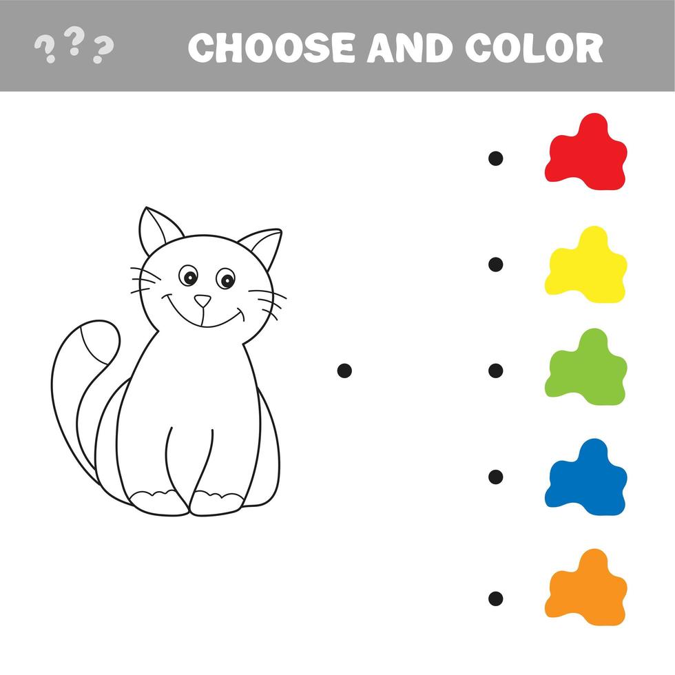 Funny little kitten. Coloring book. Educational game for children vector