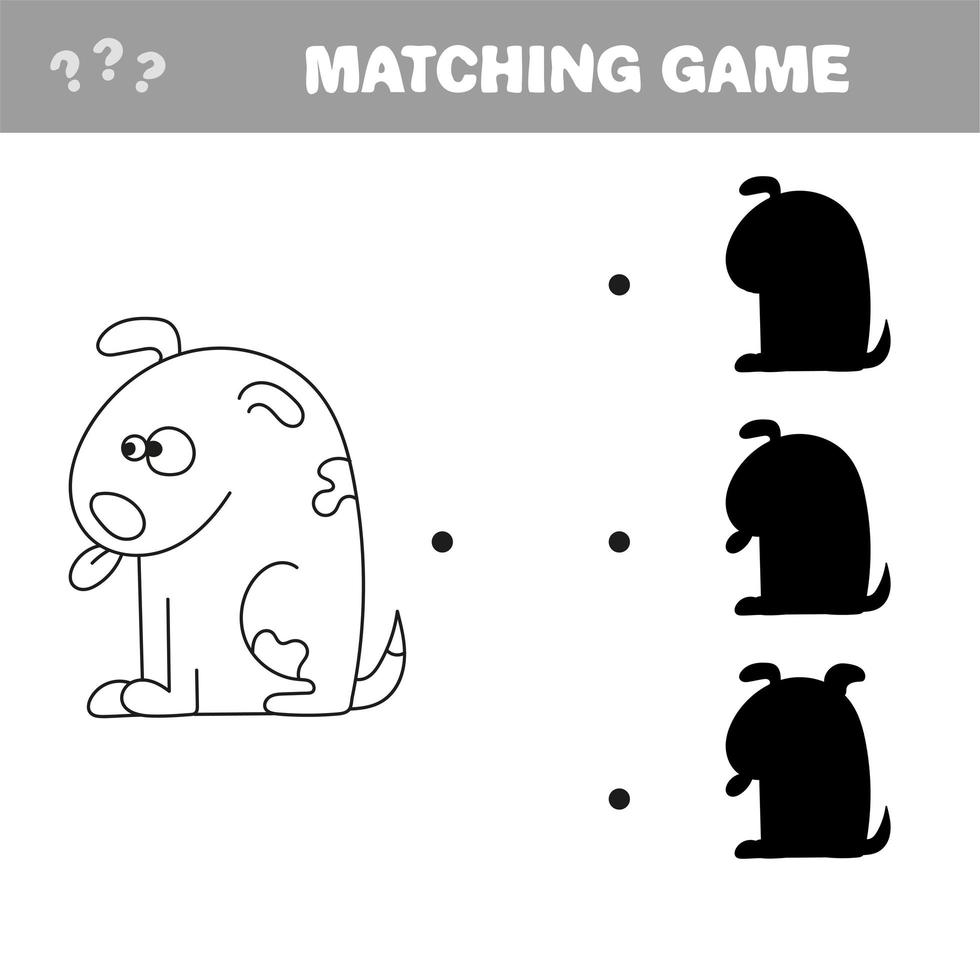 Find the correct shadow, education game for children - dog vector