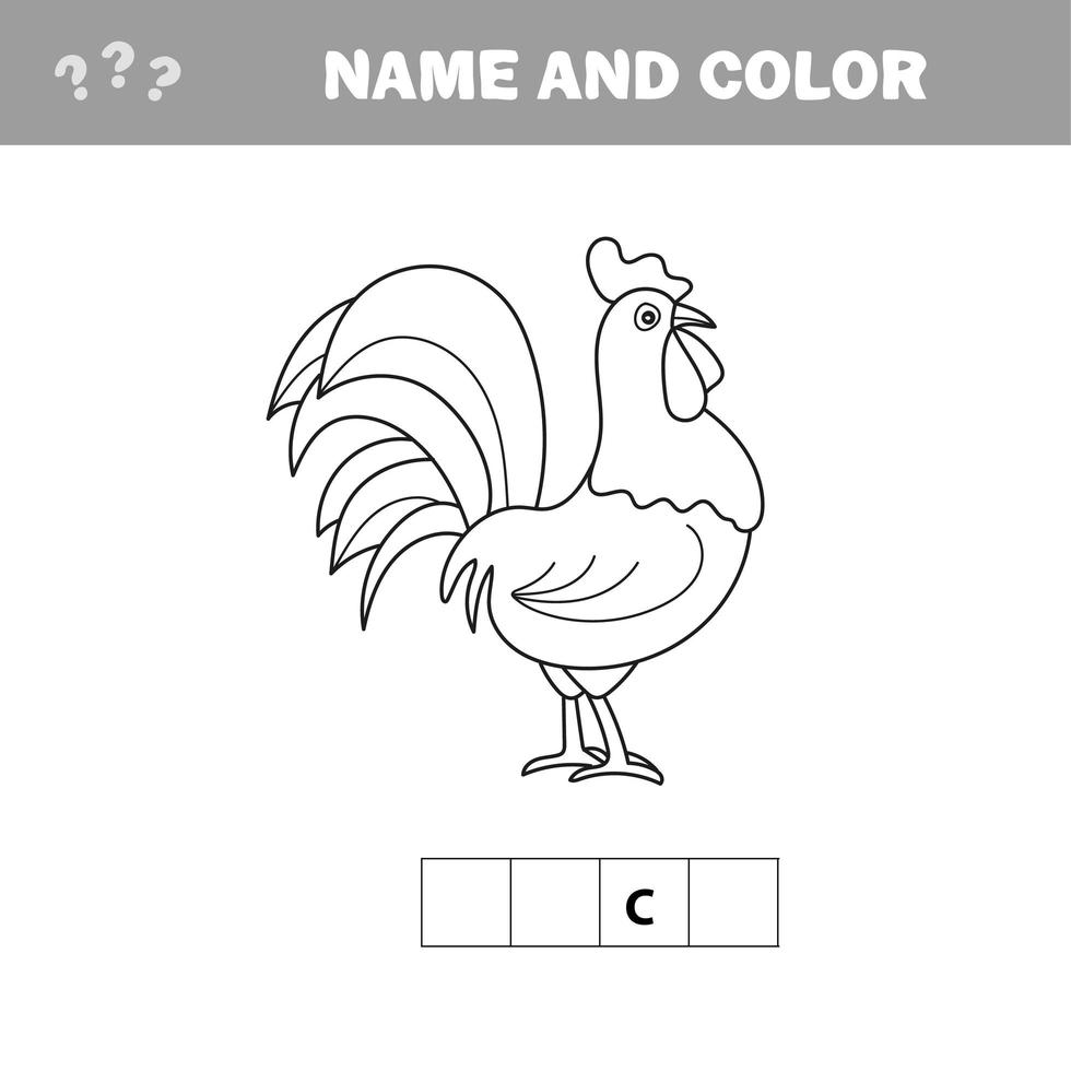 Coloring page outline of cartoon cock. Vector illustration, coloring book