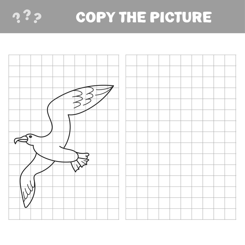 Juego educativo libro para colorear pájaro gaviota ilustración vectorial vector