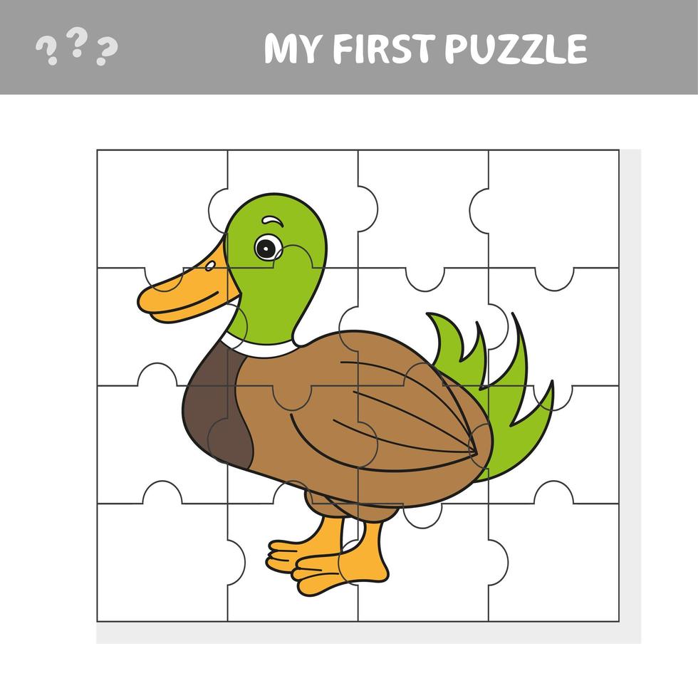 Cartoon Vector Illustration of Education Jigsaw Puzzle Game