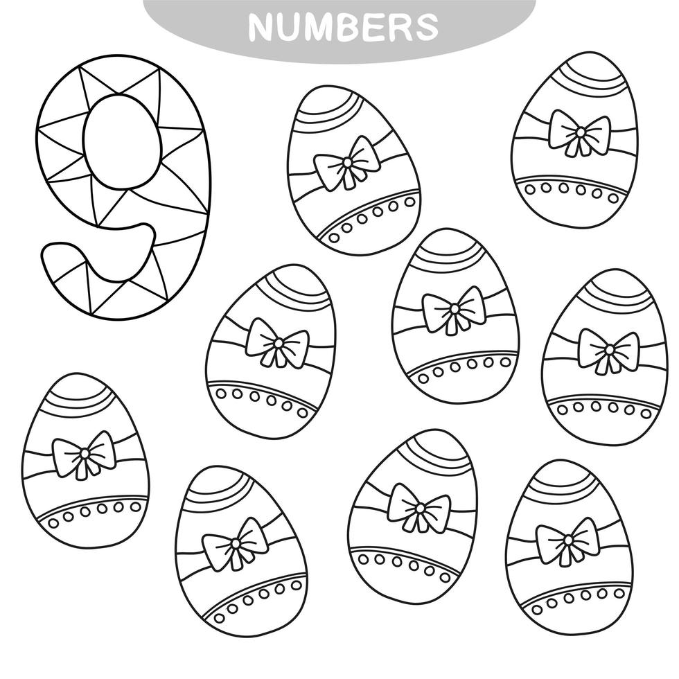 Educational game - Learning numbers. Coloring book for preschool children vector