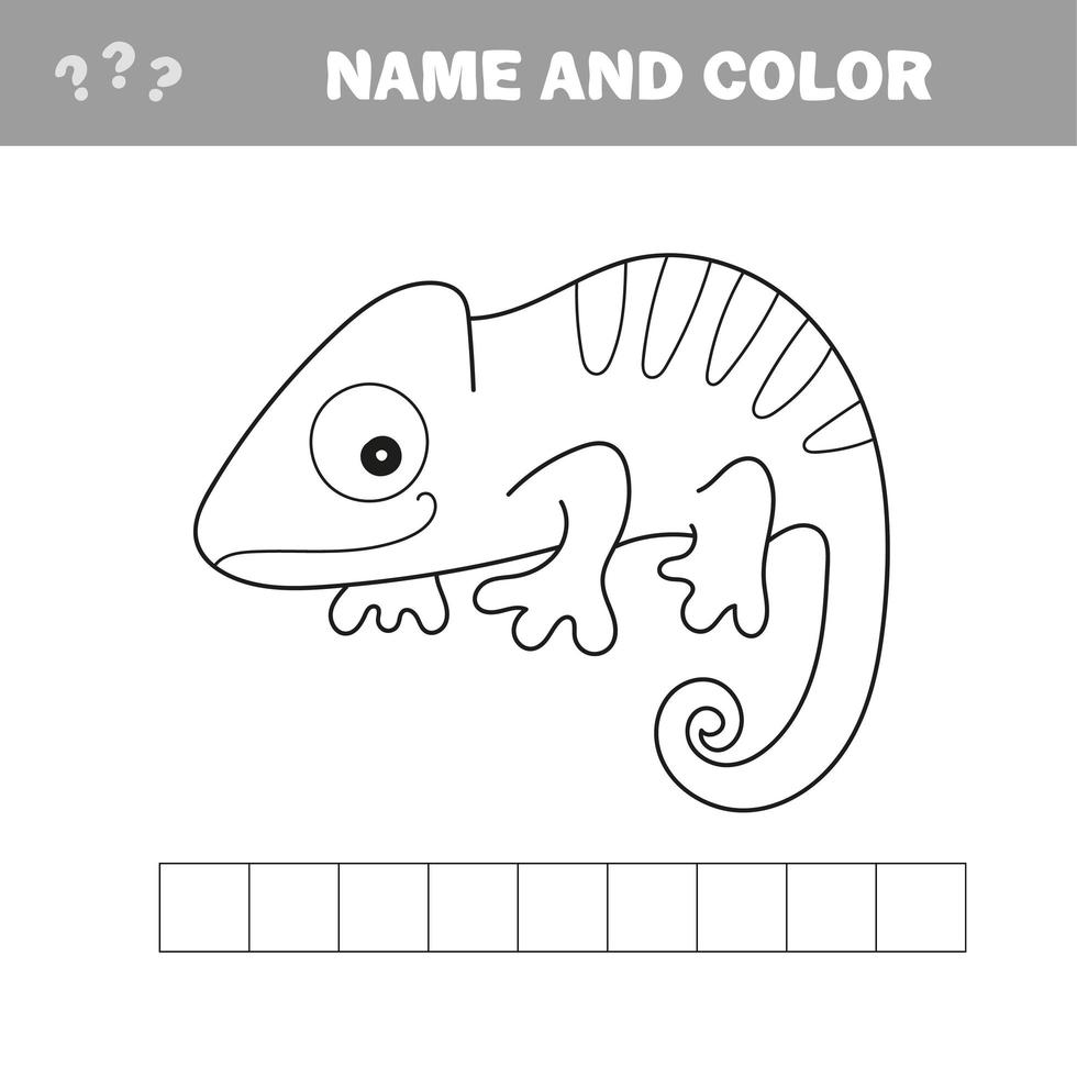 iguana para colorear. libro para colorear para niños. juego visual. vector