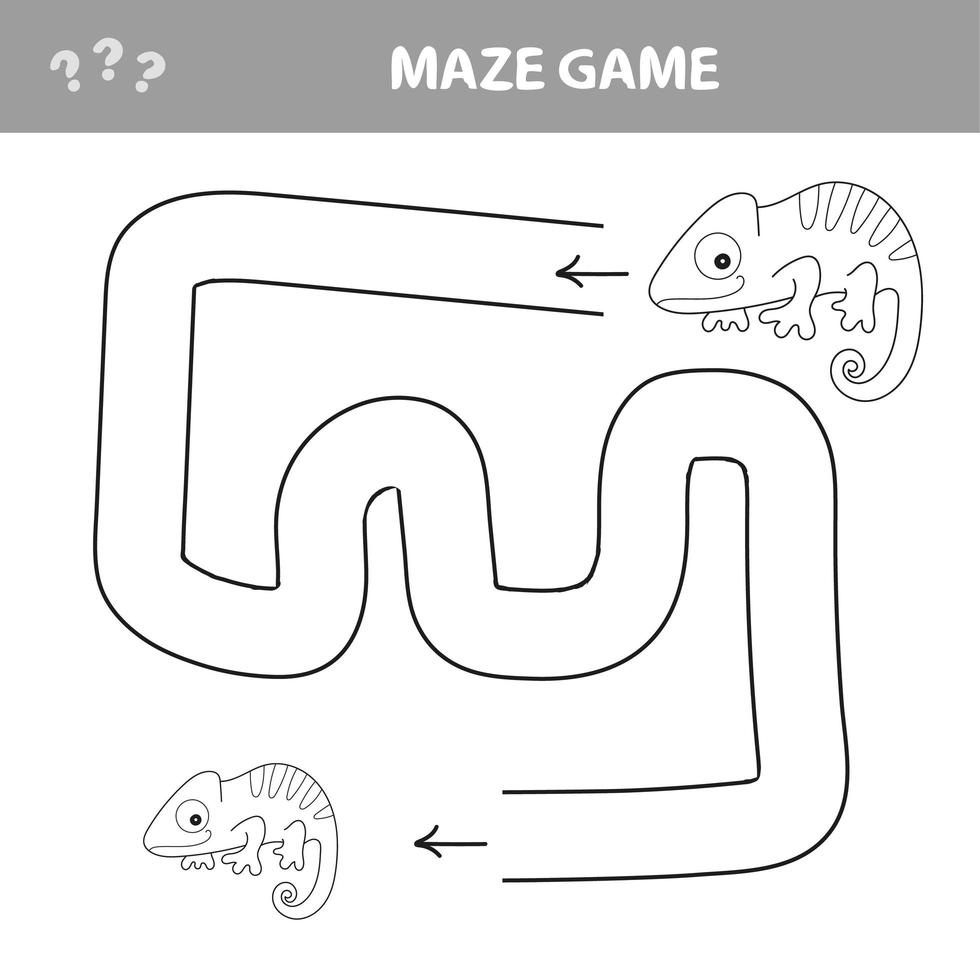 chameleon maze game: ayuda al camaleón a encontrar la salida del laberinto vector