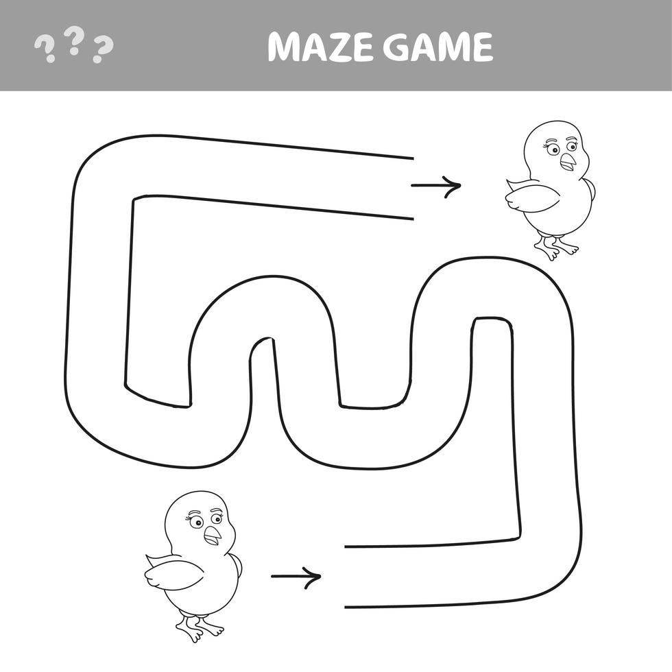 Puzzle for children, help to chicken find its way out of the maze vector