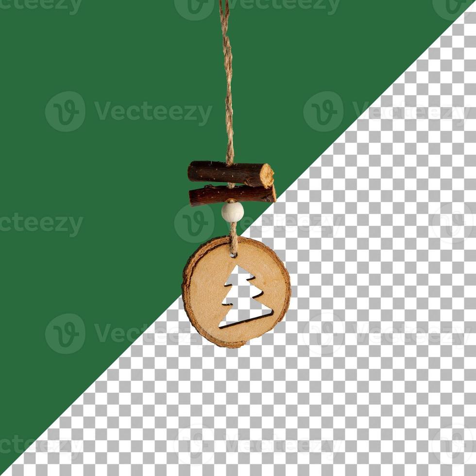 Wooden christmas ornament with handler isolated photo