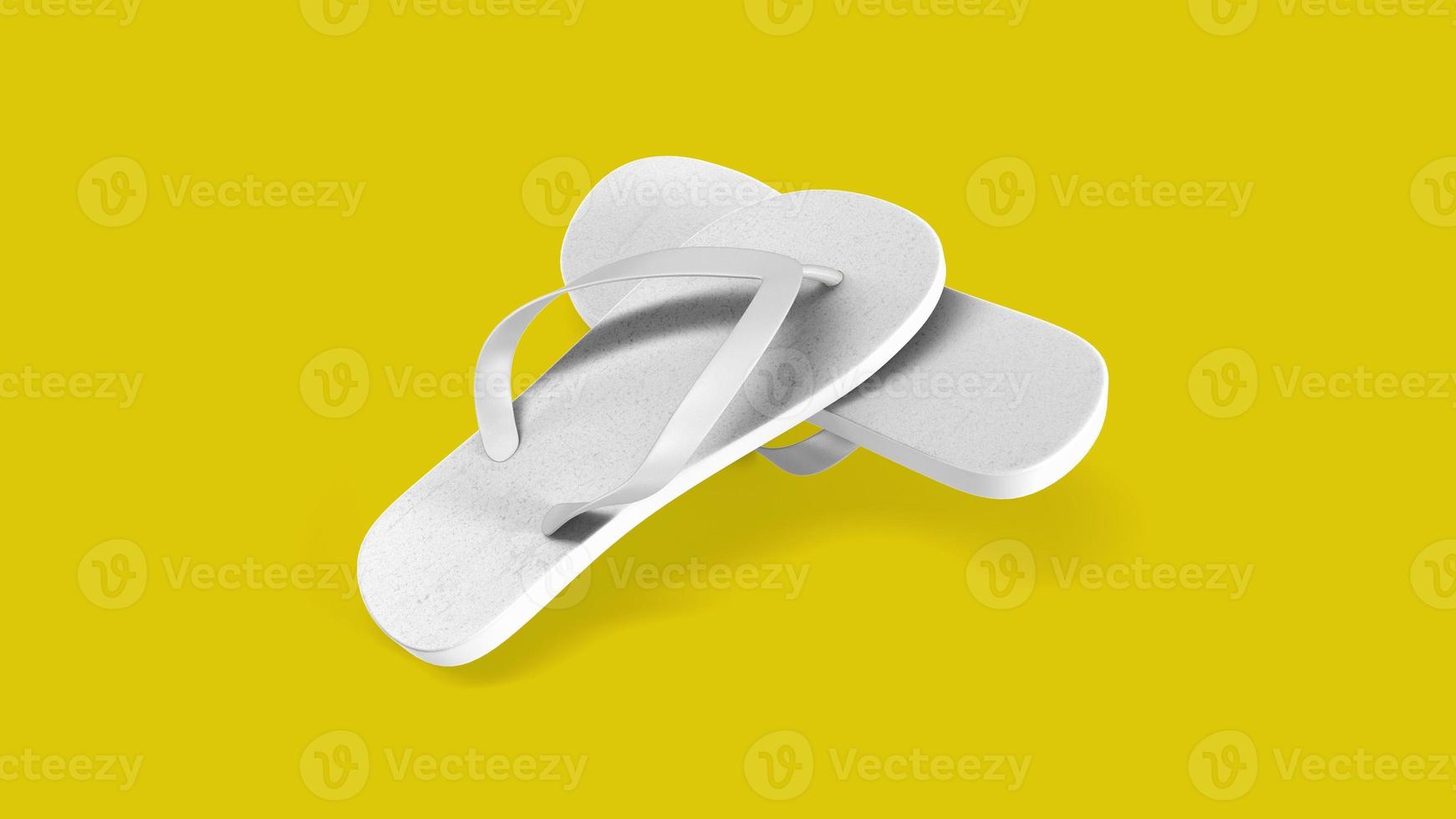 sandalias blancas tropicales aisladas sobre fondo amarillo. adecuado para su elemento de diseño. foto