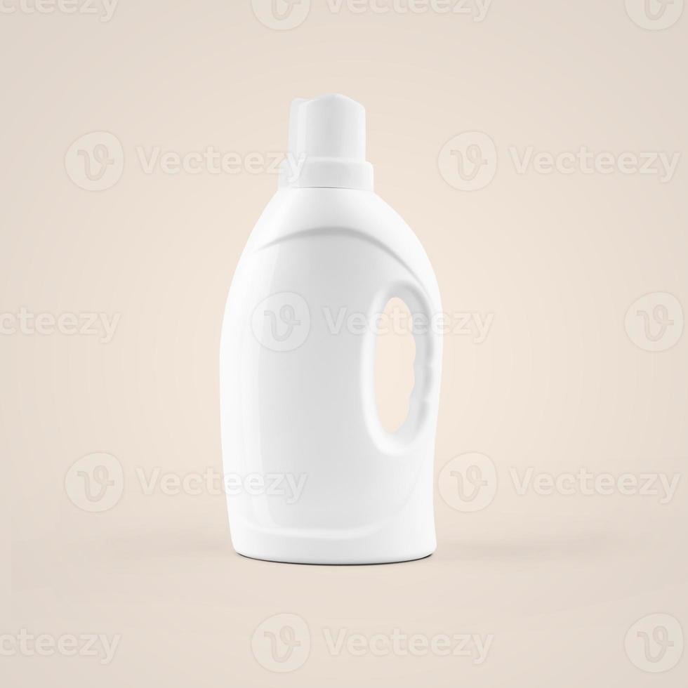 3D rendering blank white cosmetic plastic bottle with dropper handle isolated on grey background. fit for your mockup design. photo