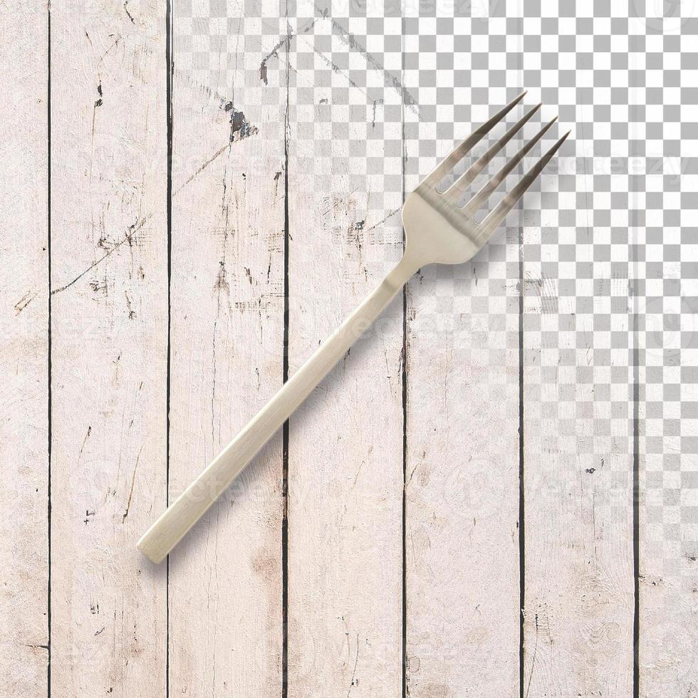 Steel metal table fork isolated on transparency background. photo