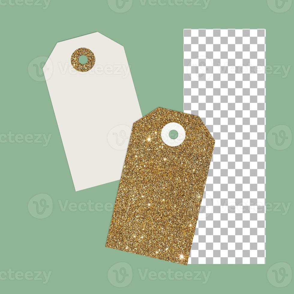 Blank paper label or cloth tag set isolated photo