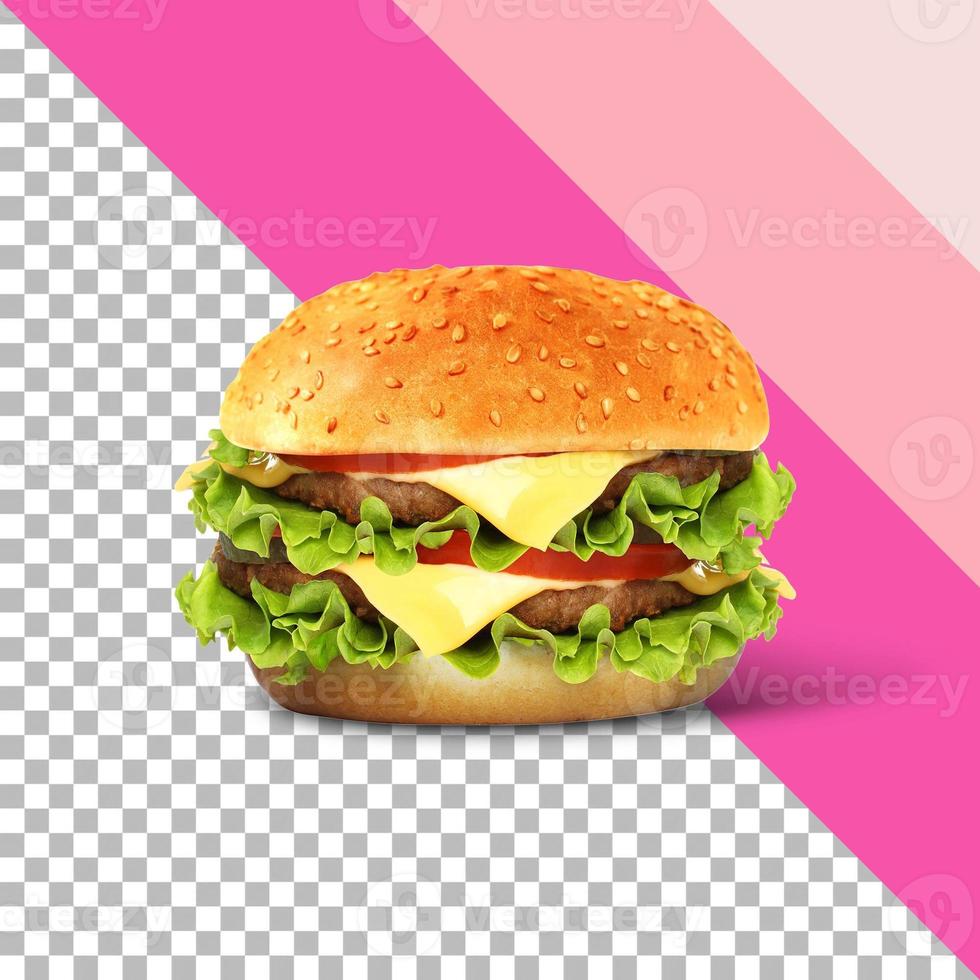 sabrosa hamburguesa fresca aislada sobre fondo transparente. foto