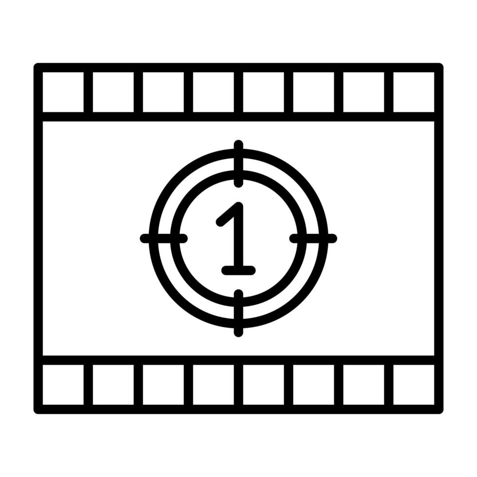 icono de línea de cuenta regresiva de cine vector