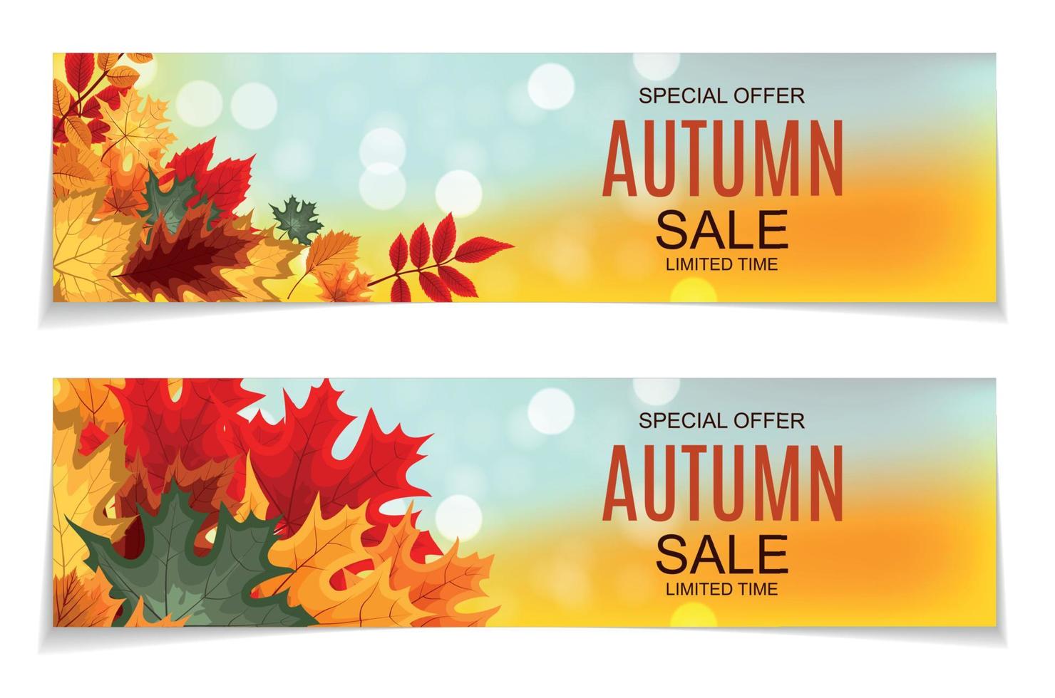 Abstract Vector Illustration Autumn Sale Background with Falling Autumn Leaves