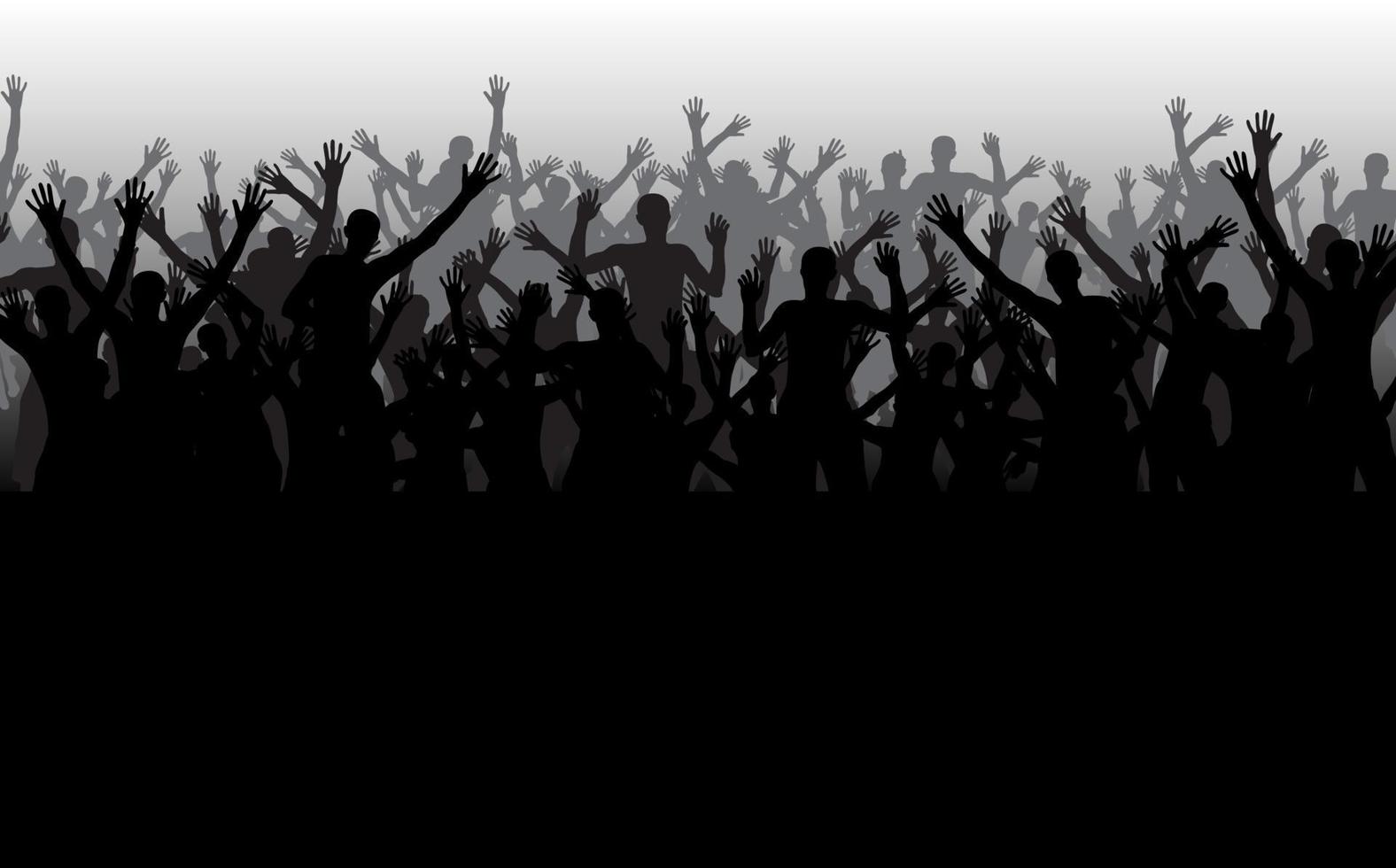 Black and white silhouettes of jumping happy and joyful people. Vector Illustration