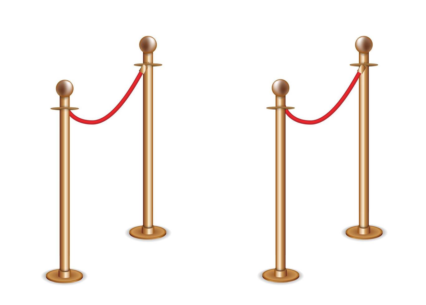 Realistic golden barriers for fencing when entering a party, club, even. Vector Illustration