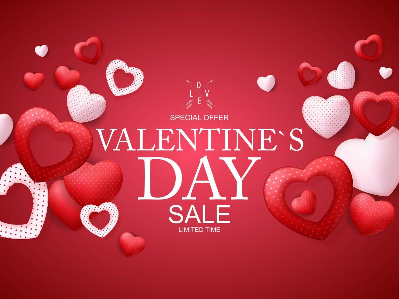 Valentines Day Sale, Discont Card. Vector Illustration