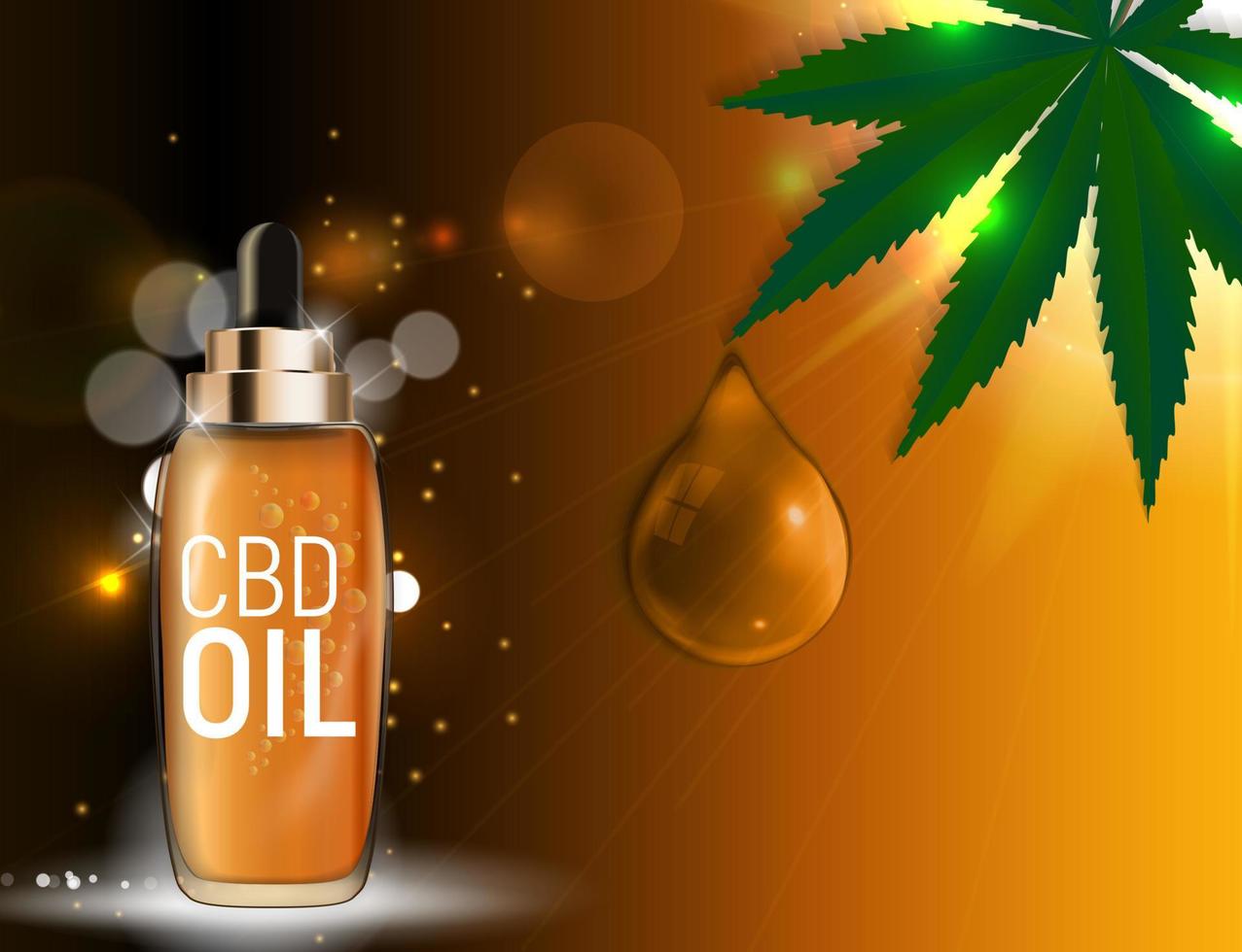 Productos de aceite de cbd, aceite de cannabis para fines médicos y cosméticos ilustración vectorial. vector